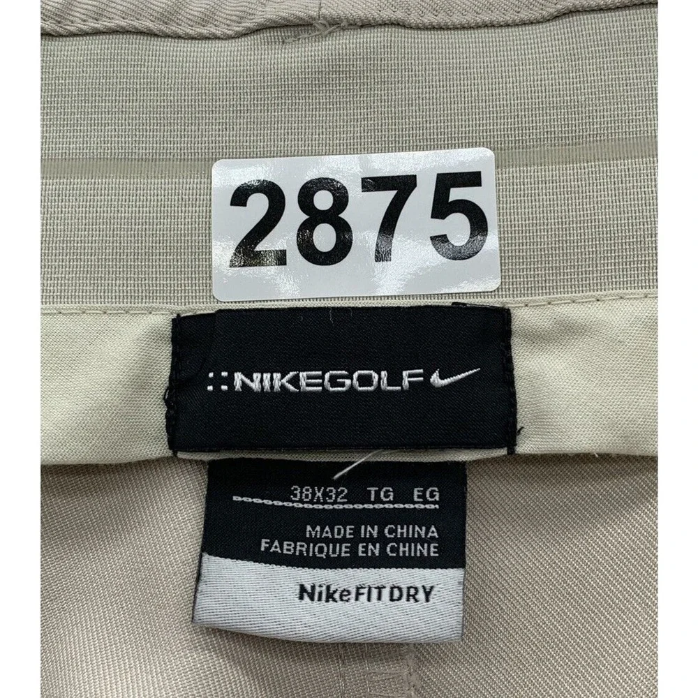 Nike Golf Chino Pants‎ Mens 38x32 Mid Rise Pleated Khaki Sports Dry Wicking Dad